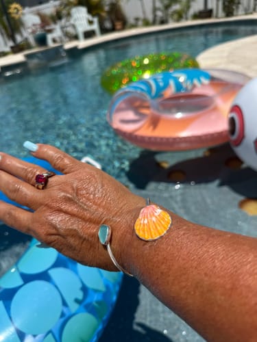 Customer photo review of Sterling Silver Sunrise & Sea Glass Bypass Cuff Size Small
