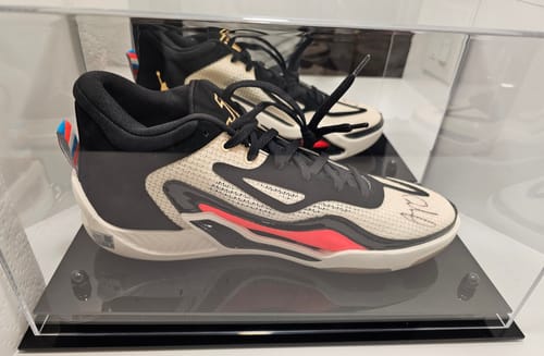 Customer photo review of Acrylic Large Single Shoe Display Case for Basketball Shoe, Soccer, Football Cleat - 15x8x9 Mirror No Wall Mounts (A013/V11)