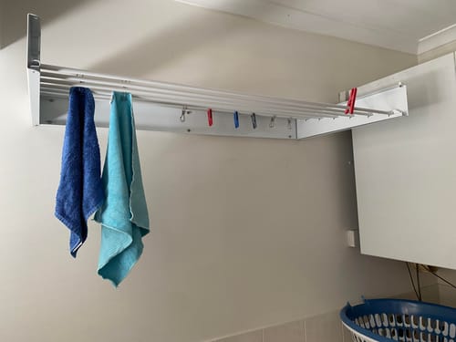 Customer photo review of Wall Mounted Drying Rack - Foldable Indoor and Outdoor Drying Rack