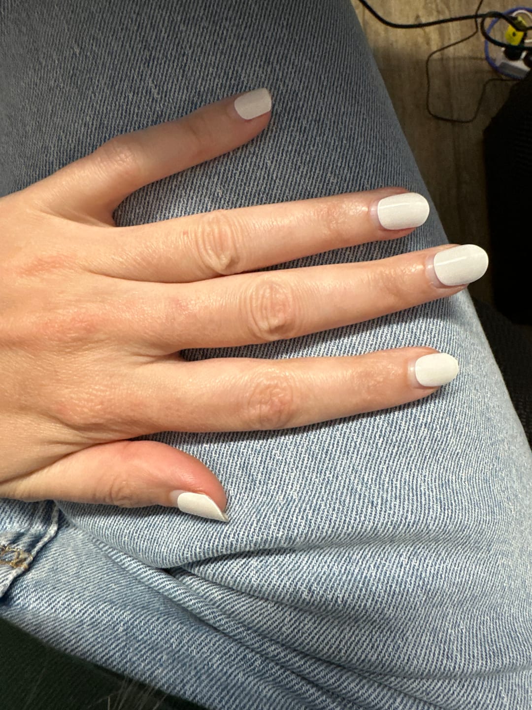 Customer photo review of Icing Sugar White DIY Semicured Gel Nail Sticker Kit