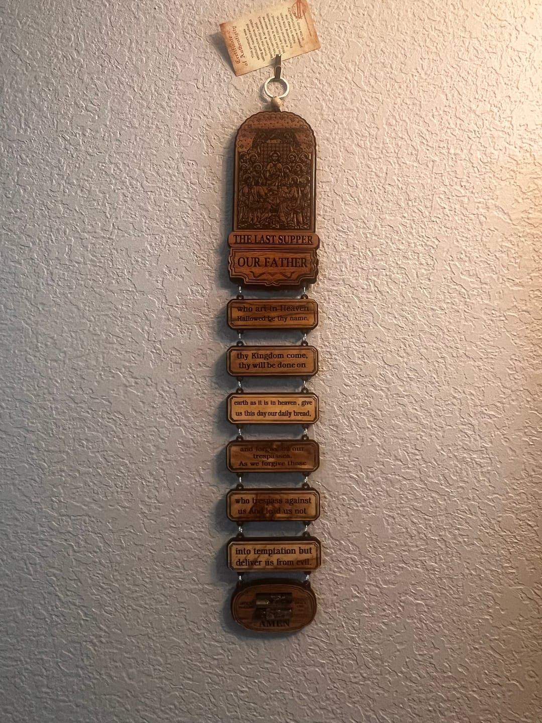 Customer photo review of Lord's Prayer and Last Supper Wall Hanging – Crafted in the Holy Land