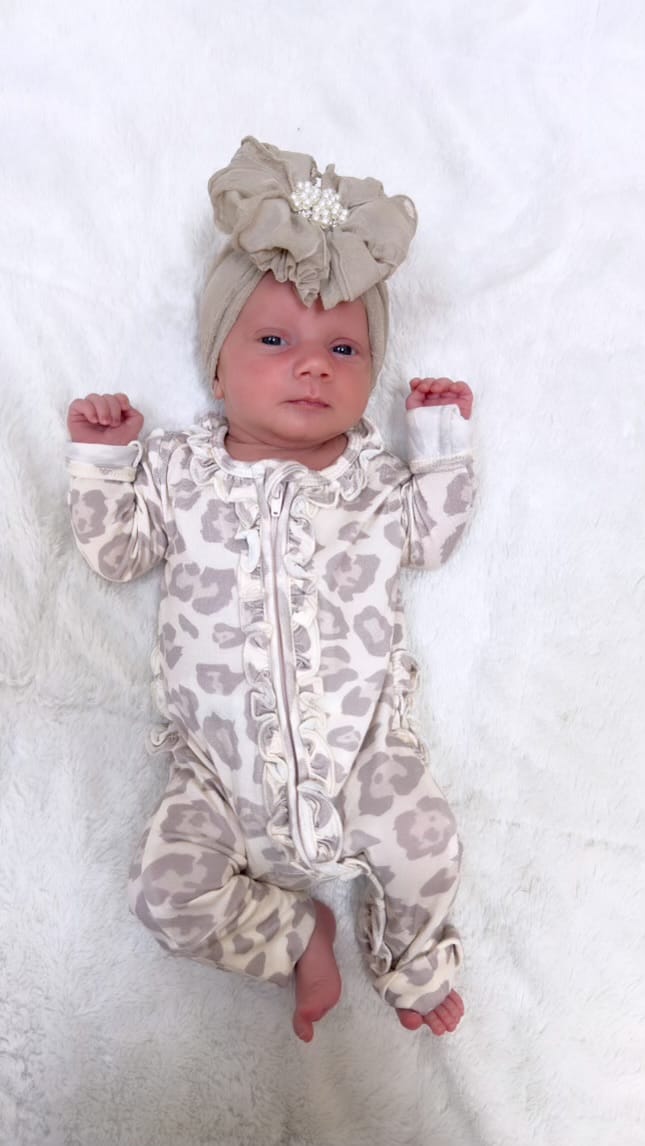 Customer photo review of Natural Leopard Footie