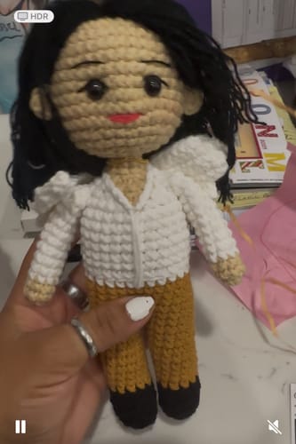 Customer photo review of Dolly® Personalized Crochet Doll with Photo Card