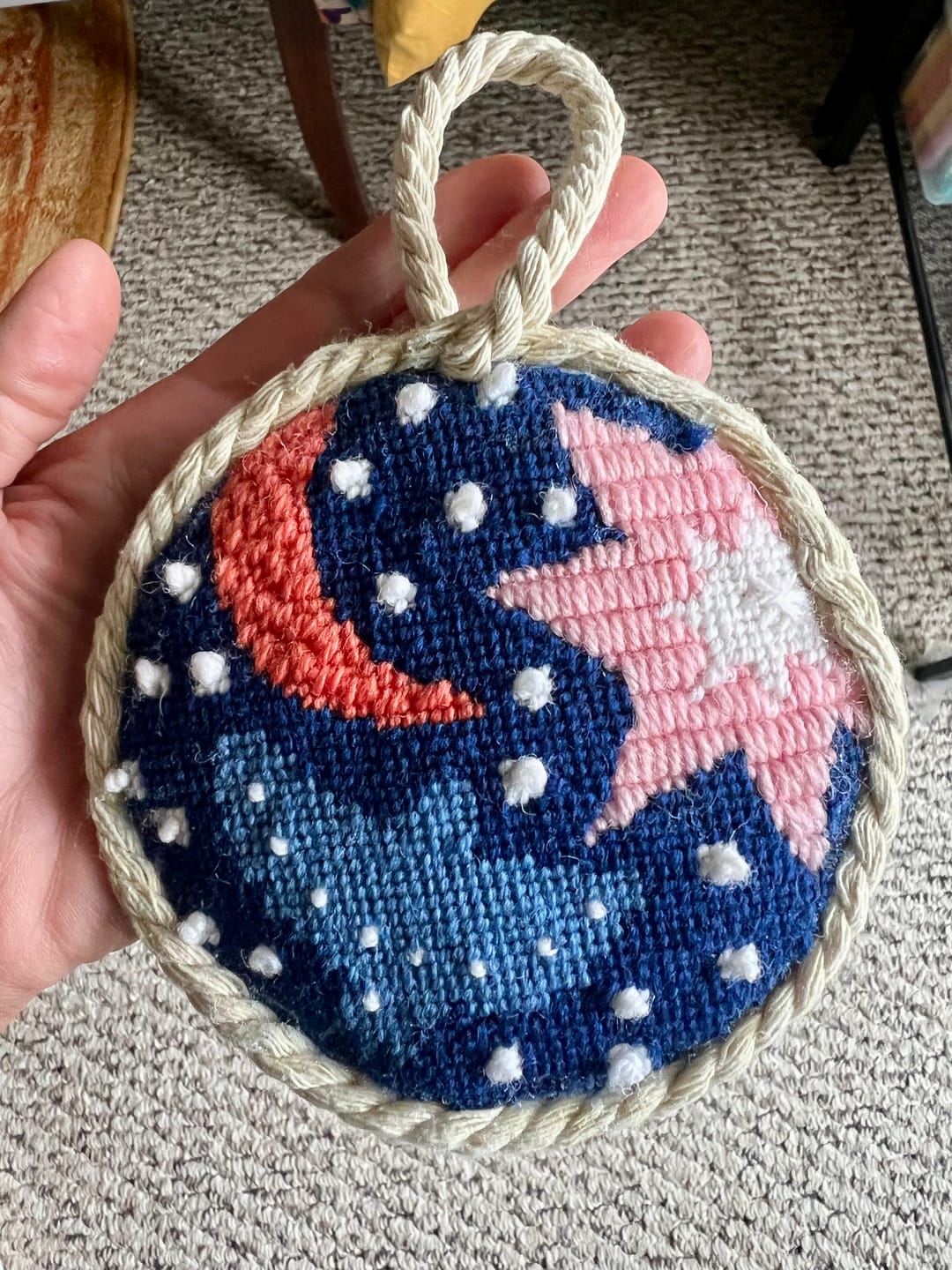 Customer photo review of Christmas Night Needlepoint Ornament Kit