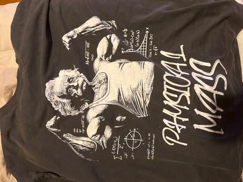Customer photo review of washed t-shirt (physical mass)