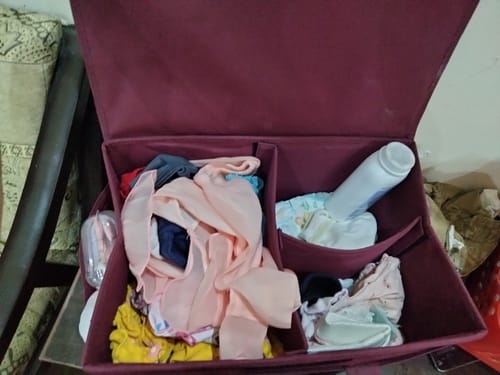 Customer photo review of Qoolish Diaper storage caddy Organizers with Lid! (Available in 4 colors)