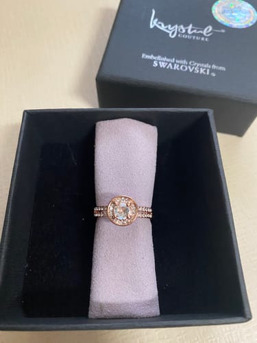 Customer photo review of Bloom Halo Ring in Rose Gold Embellished with SWAROVSKI® Crystals