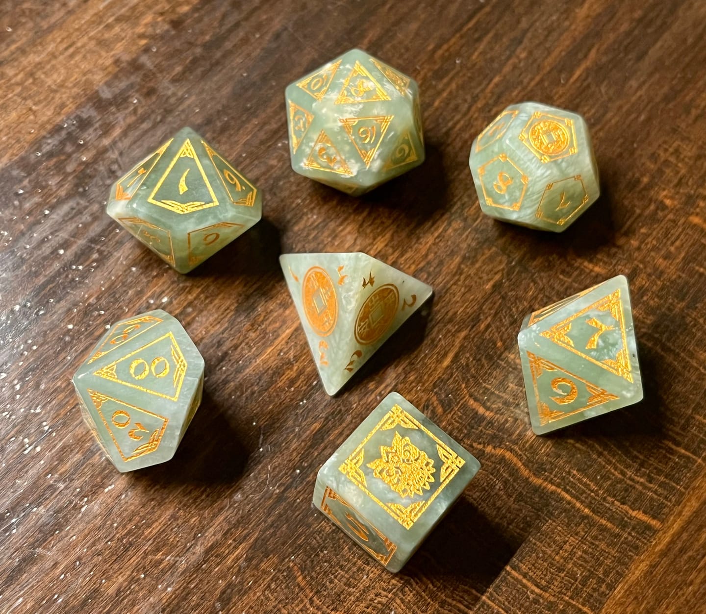 Customer photo review of Chinese Jade Stone Dice Set - Dice Around the World Collection