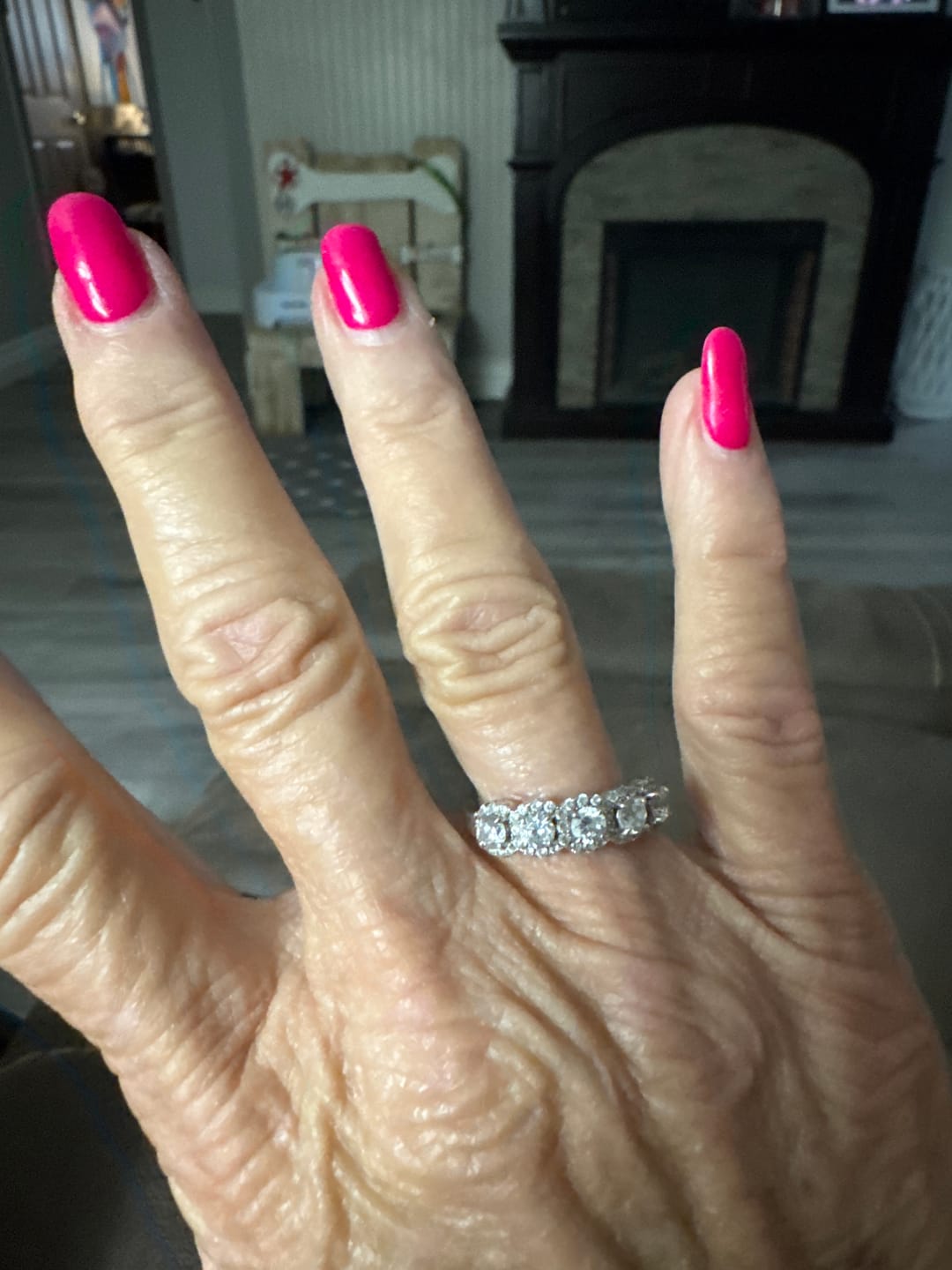 Customer photo review of S925 Round Cut 1.5 Ct Fashion Halo Five Stone Anniversary Ring In Sterling Silver