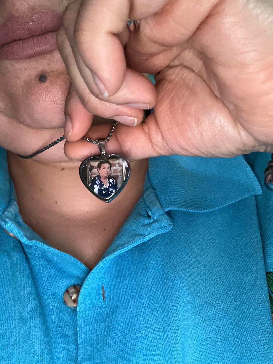 Customer photo review of Custom Engravable Photo Necklace - Heart