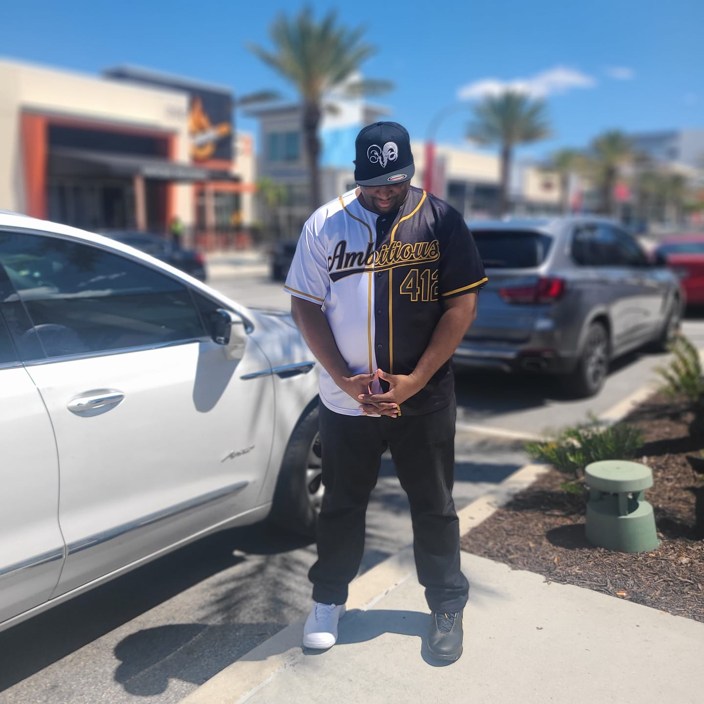 Customer photo review of Custom Black White-Old Gold Split Fashion Authentic Baseball Jersey