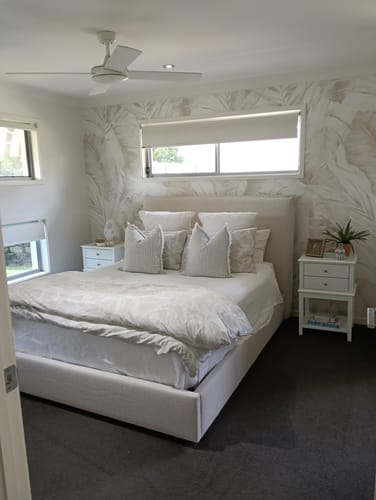 Customer photo review of Palm Sanctuary in Beige Wallpaper