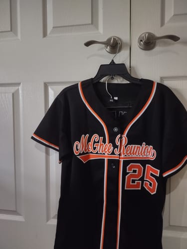 Customer photo review of Custom Personalized Baseball Jersey Button Down Hip Hop Baseball Shirt Stitched Name Number