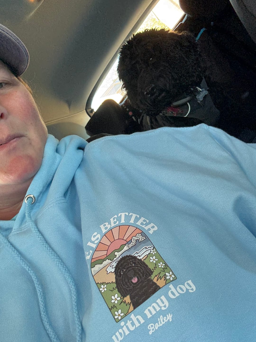 Customer photo review of Personalised Life is Better with your dog Hoody