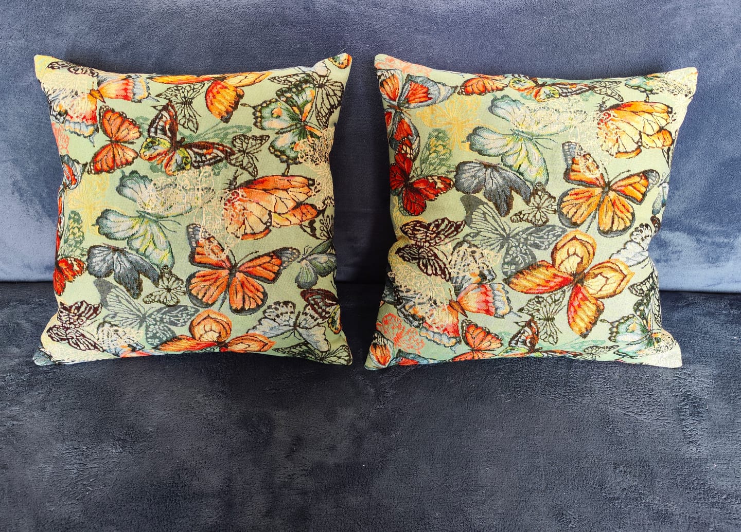 Customer photo review of Butterflies on Green Tapestry Fabric