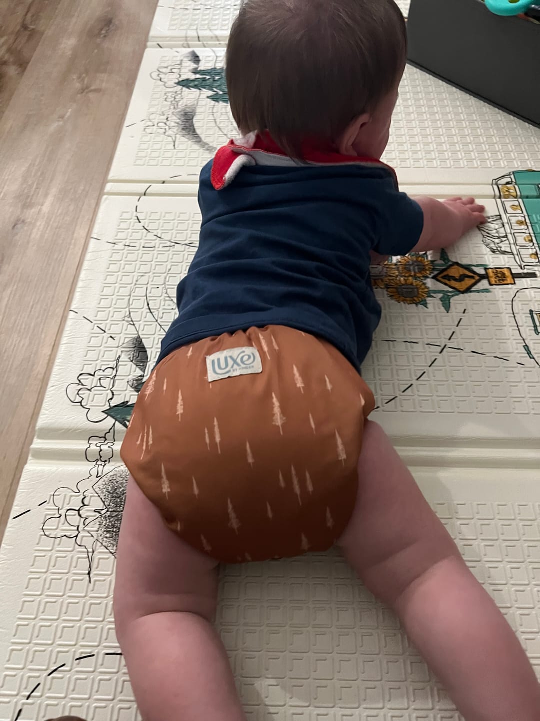 Customer photo review of Luxe Pocket Cloth Diaper with Dual Inner Gussets and Athletic Wicking Jersey