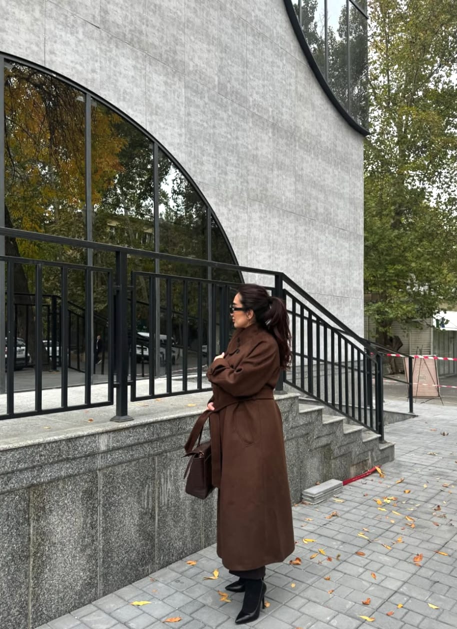 Customer photo review of Molly faux suede Trenchcoat