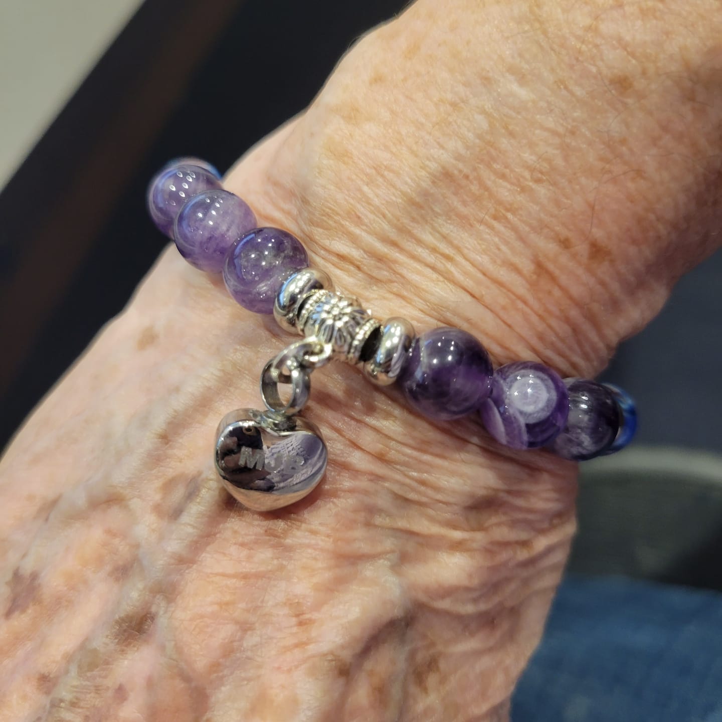 Customer photo review of Rainbow Tiger Eye Keepsake Urn Heart Bracelet - Fill at Home