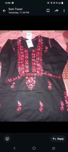Customer photo review of Gul-e-Jahaan Black & Red Cotton Kurta