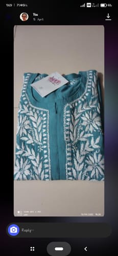 Customer photo review of Saman Sea Blue & White Muslin Kurta