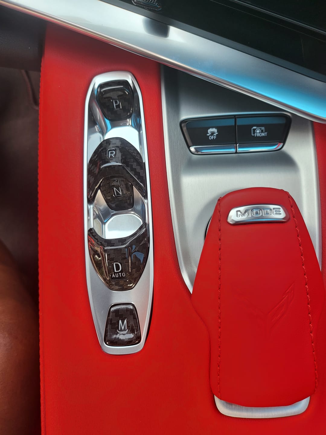 Customer photo review of C8 Corvette Carbon Fiber Gear Shift Button Cover