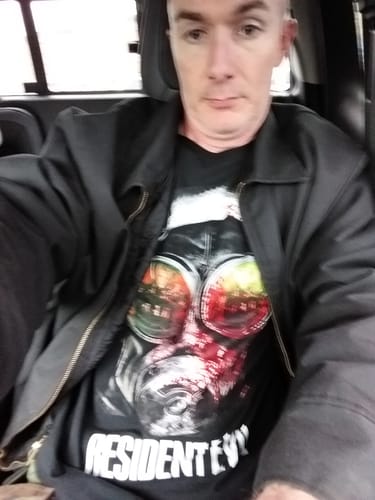 Customer photo review of Gas Mask Resident Evil T-Shirt