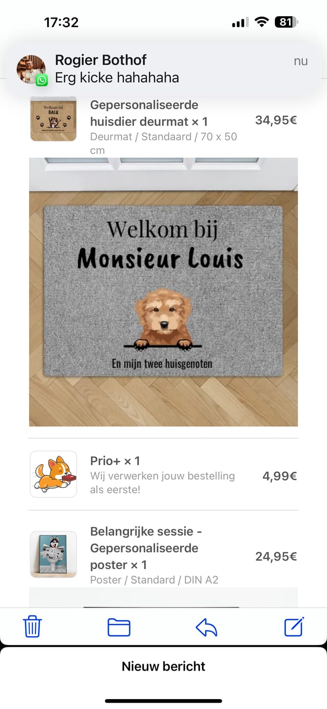 Customer photo review of Welkom bij - Gepersonaliseerde huisdier deurmat