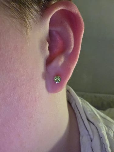 Customer photo review of Moissanite Solitaire Sleep Earrings