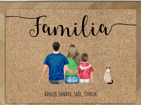 Customer photo review of Familia - Felpudo personalizado
