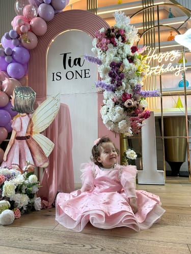 Customer photo review of Elegant Baby Girl Blue Sleeveless Dot Princess Dresses for Girls Toddler Pageant Dresses