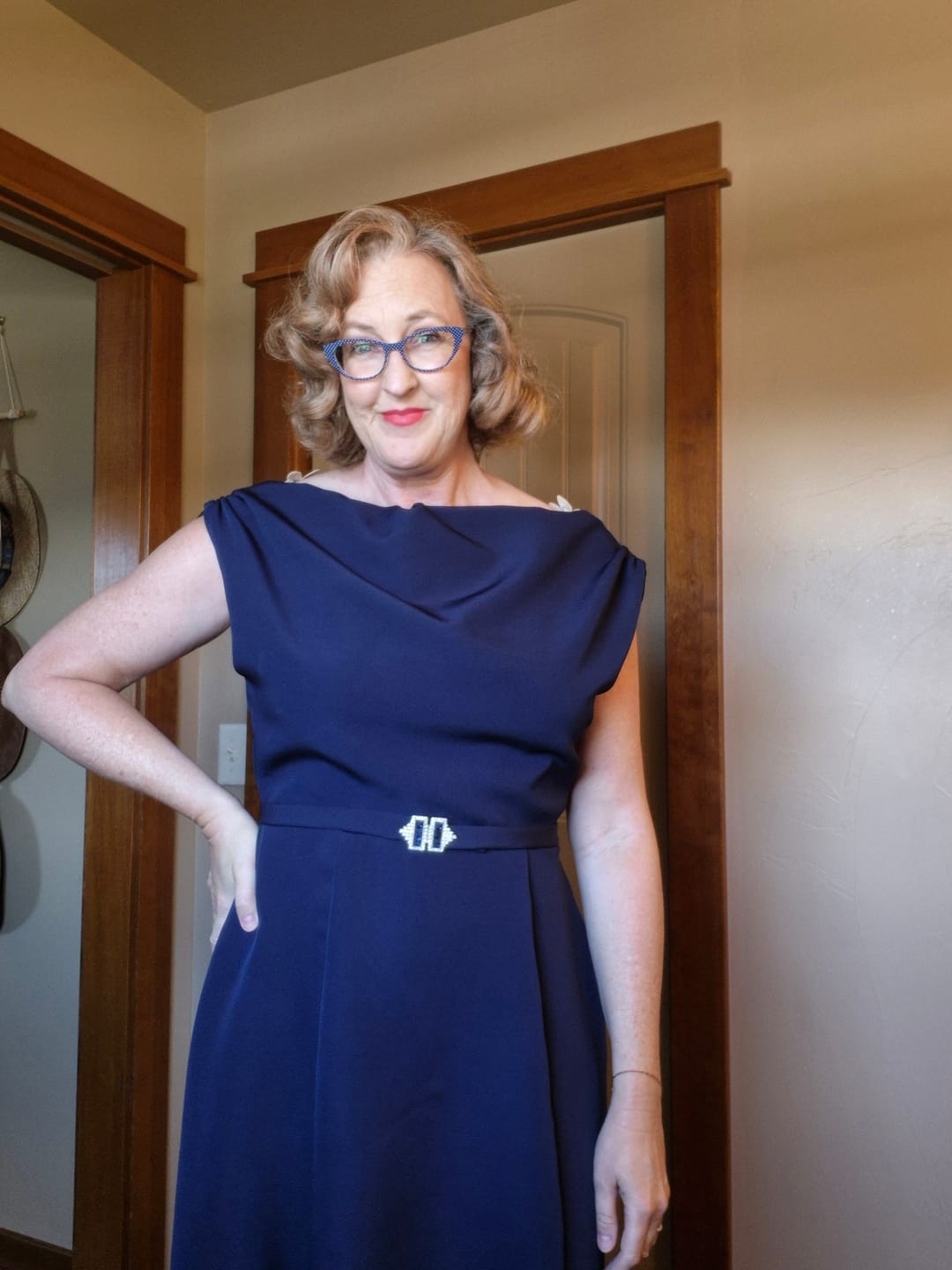 Customer photo review of Navy Stretch Crepe