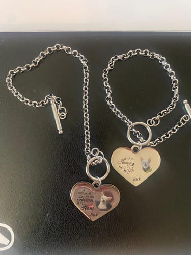 Customer photo review of Personalized Engraved Heart Bracelet I'm Always With You - Memorial Gift For Dog/Pet Lovers