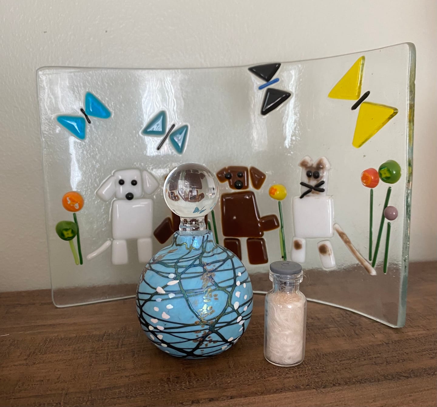 Customer photo review of Fancy Glass Keepsake Urns for Cremation Ash