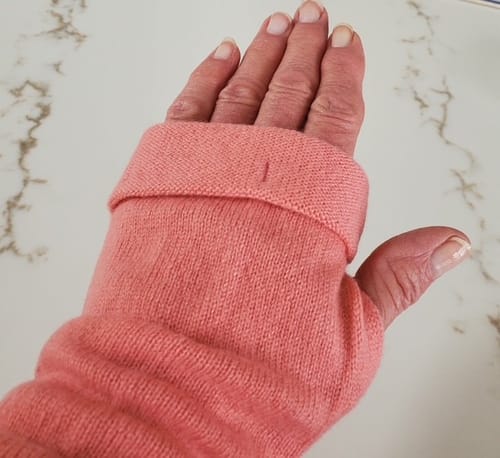 Customer photo review of Cherry Blossom Fingerless Gloves