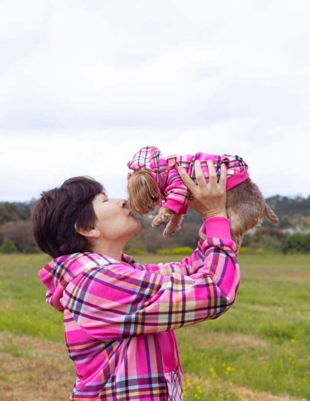 Customer photo review of Pink Plaid Human Hoodie