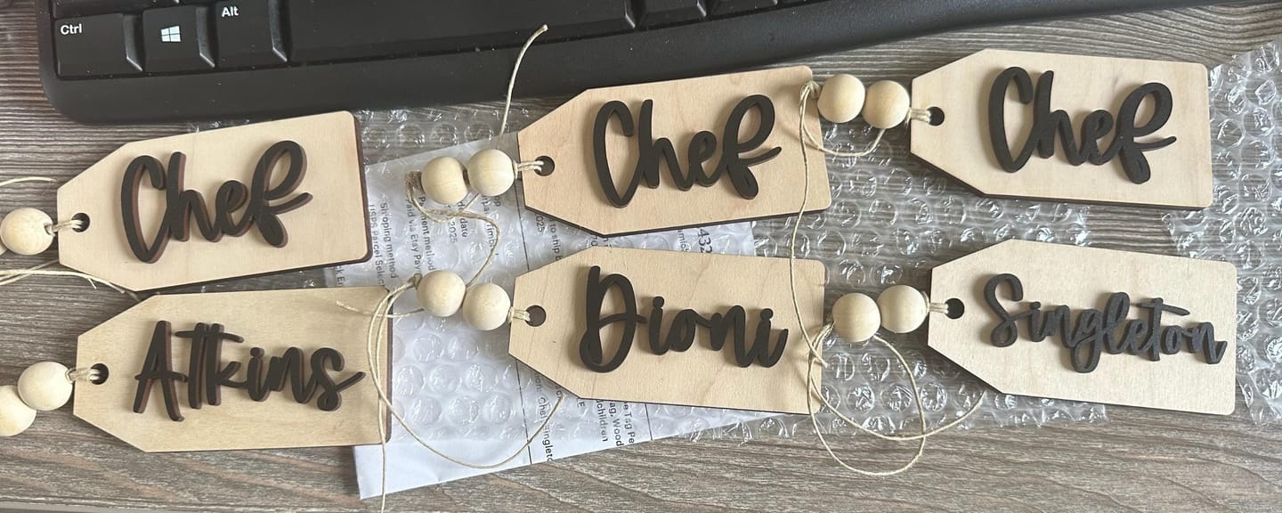 Customer photo review of Beaded Wooden Name Tag