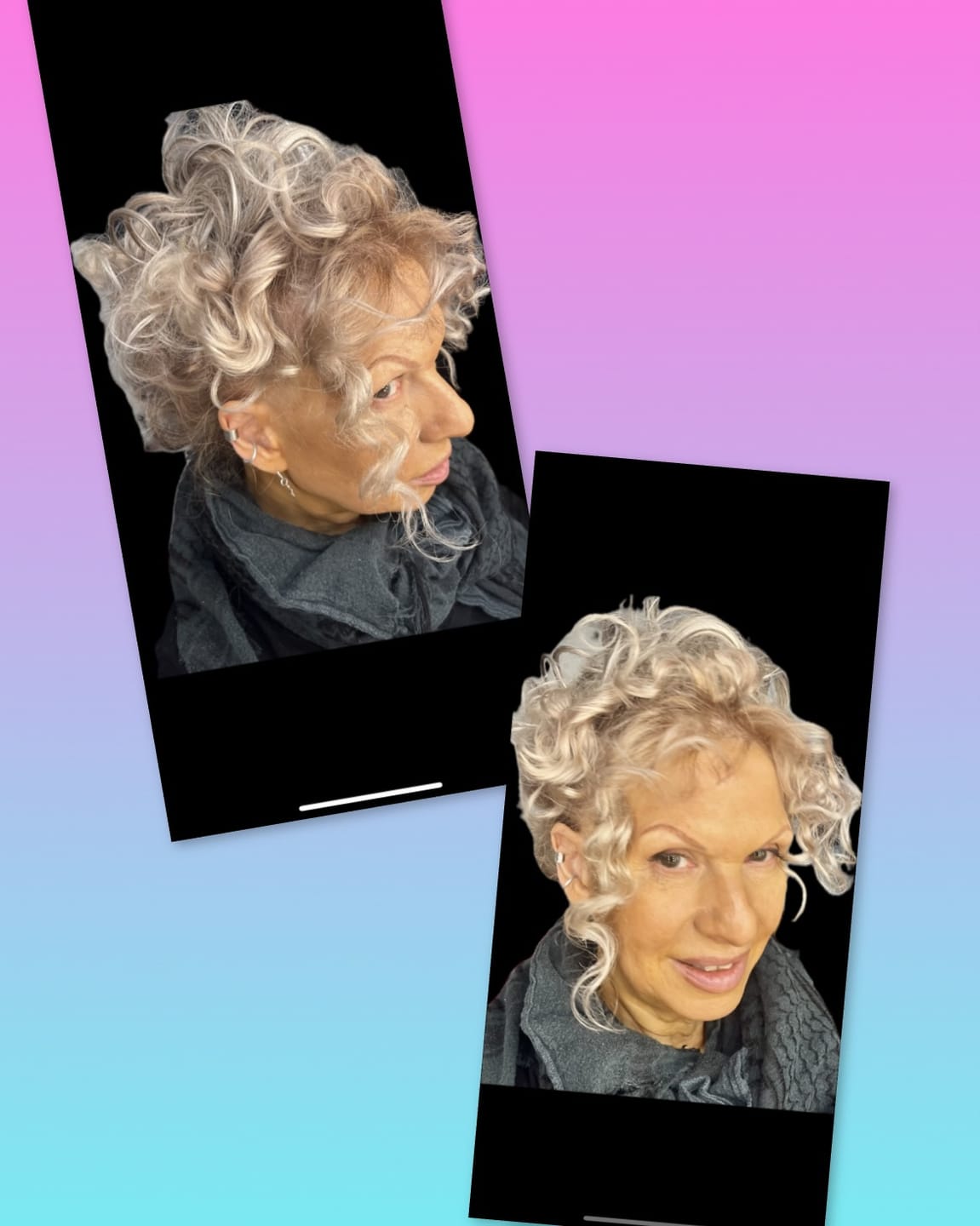 Customer photo review of Stranded Curly Hair Messy Bun Scrunchie - Colour #18/68 Ash Willow