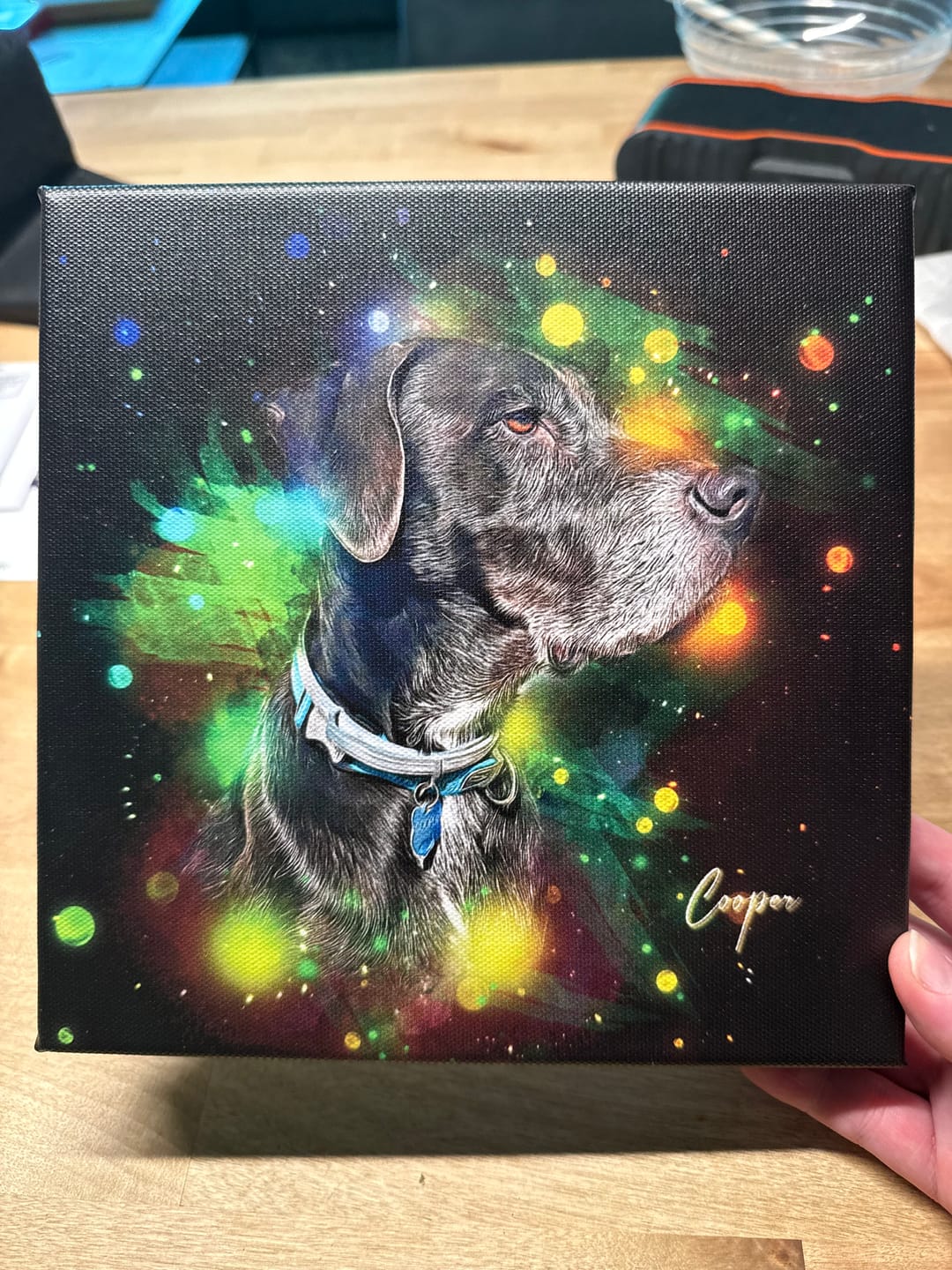 Customer photo review of Custom Neon Watercolor Pet Portrait – Aesthetic Neon Style (AN)