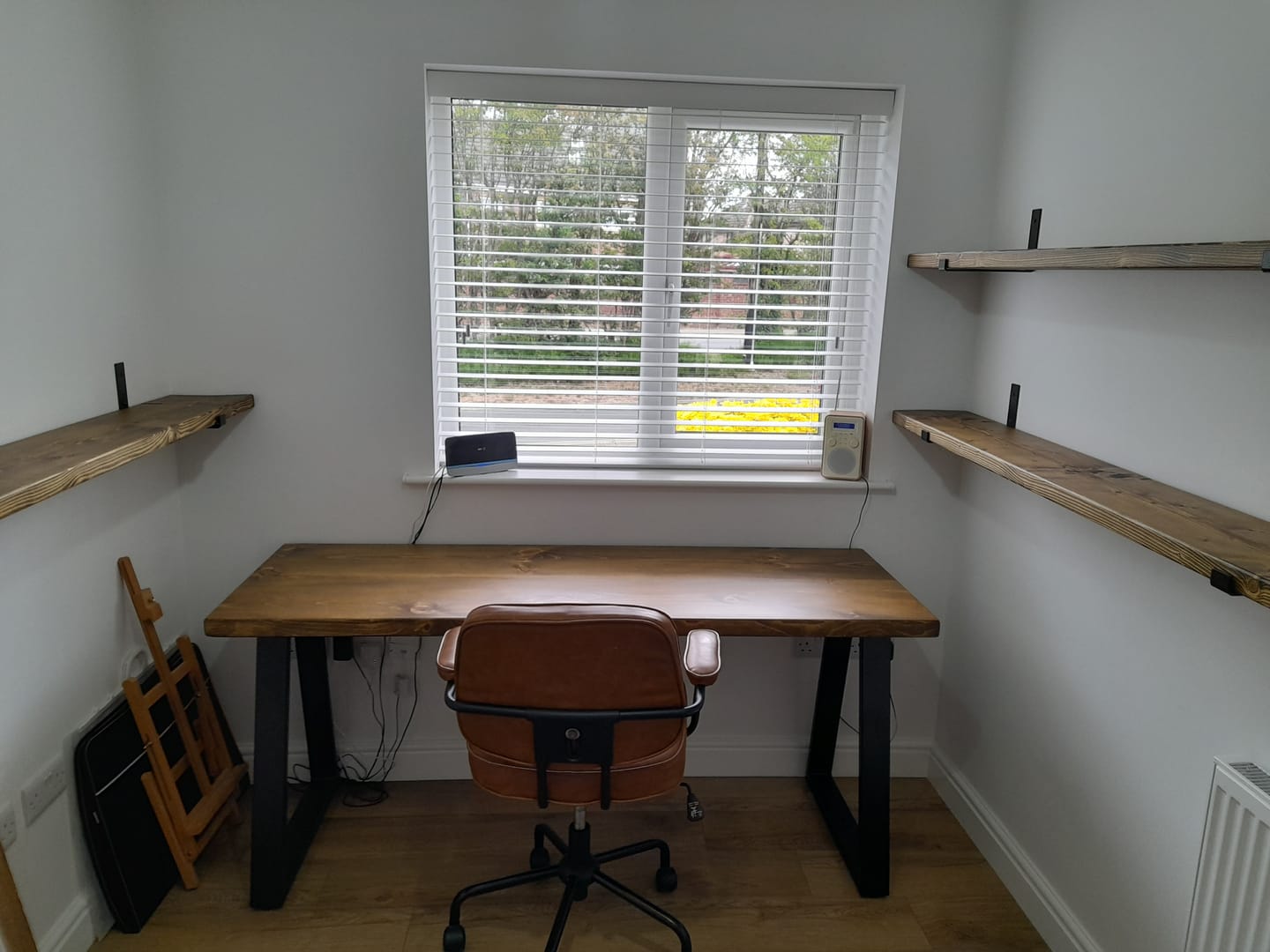 Customer photo review of Rustic Wooden Wall Shelves with Industrial Style Bracket | 22.5cm depth