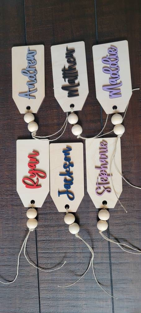 Customer photo review of Beaded Wooden Name Tag