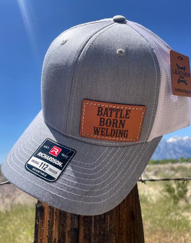 Customer photo review of Custom Leather Patch Hats Richardson 112 Laser Engraved