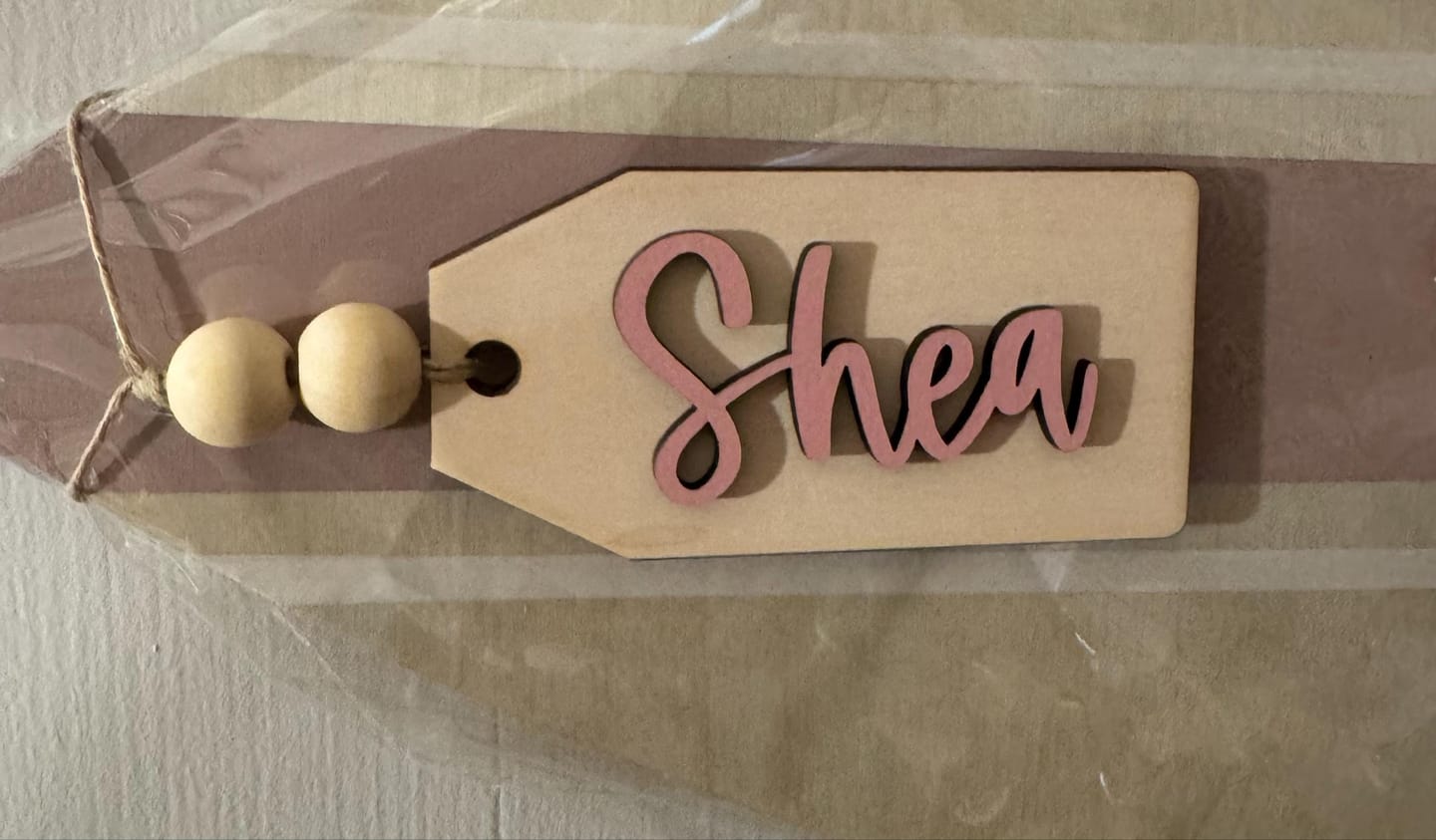Customer photo review of Beaded Wooden Name Tag