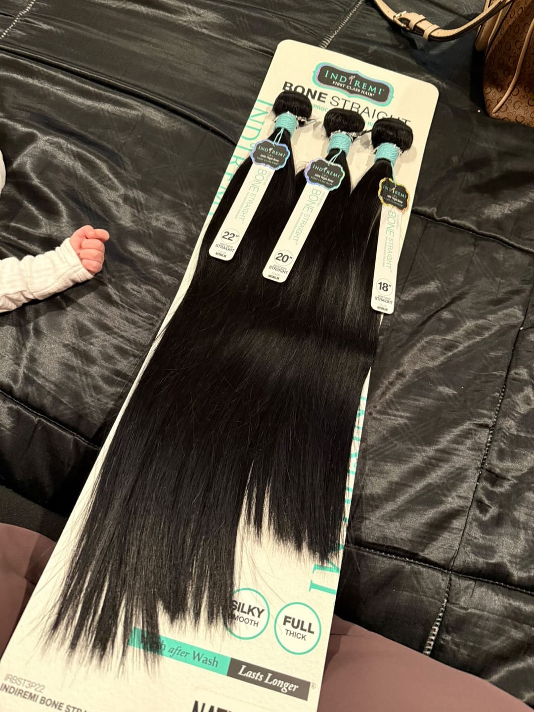 Customer photo review of Bobbi Boss Indiremi 100% Unprocessed Virgin Remy Hair Weave - BONE STRAIGHT MULTI