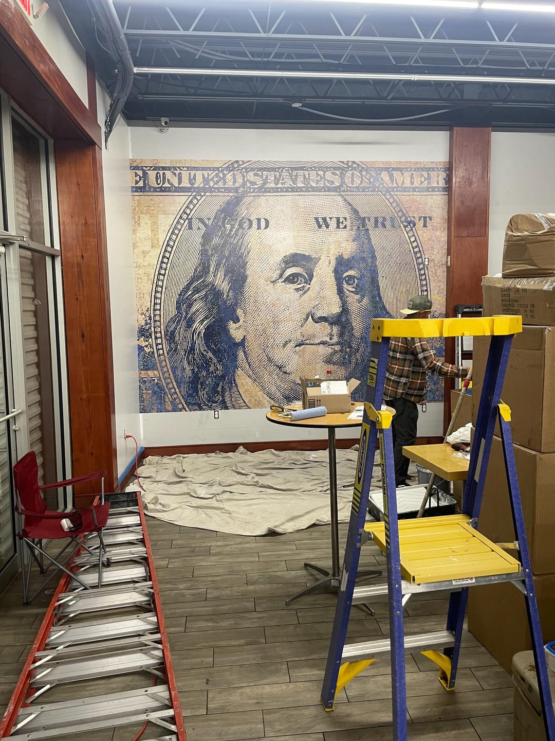 Customer photo review of Personalized Wallpaper Peel and Stick Mural. Custom Wallpaper.