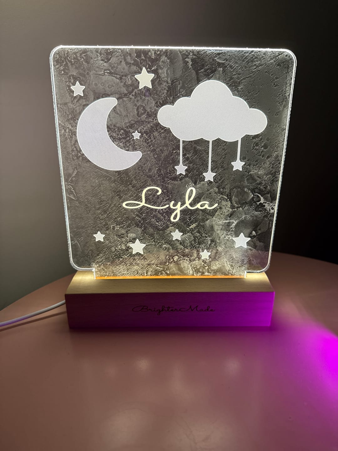 Customer photo review of Moon & Stars - Personalized Night Light