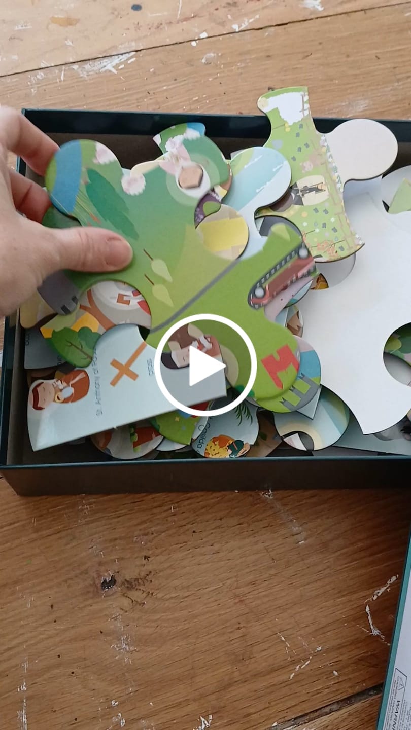 Customer video review of Saints & Symbols Search & Find Giant Floor Puzzle 24" x 36"