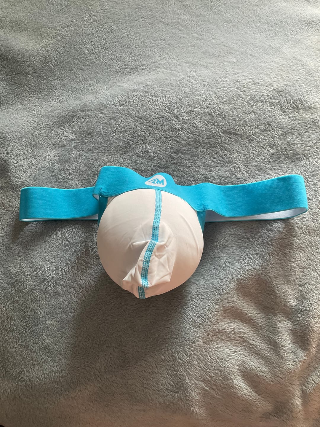 Customer photo review of Nylon 0in Strapless Jocks No Fly 1pk White - Cyan Stitch