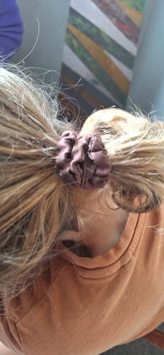 Customer photo review of Silk Scrunchies Trio - Chocolate - Mini, Small, Medium