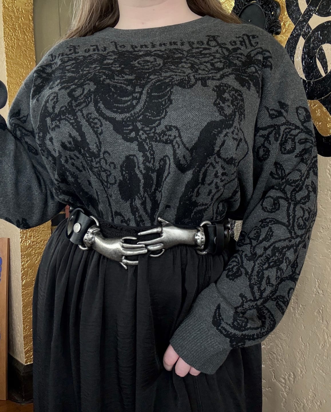 Customer photo review of PRE-ORDER - Victorian Hands Belt in Antique Pewter