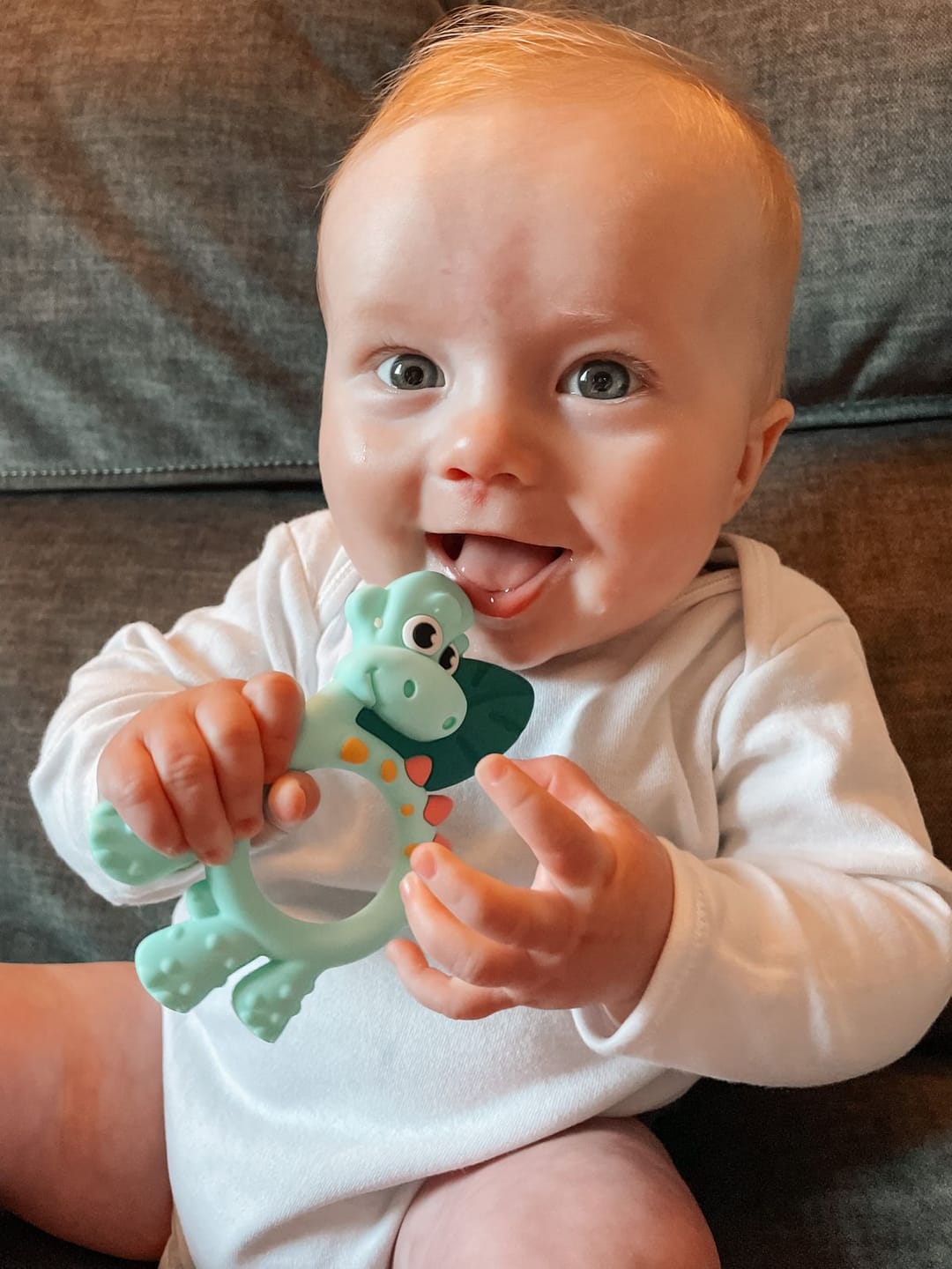 Customer photo review of Teething Toy: Dotty the Dinosaur™